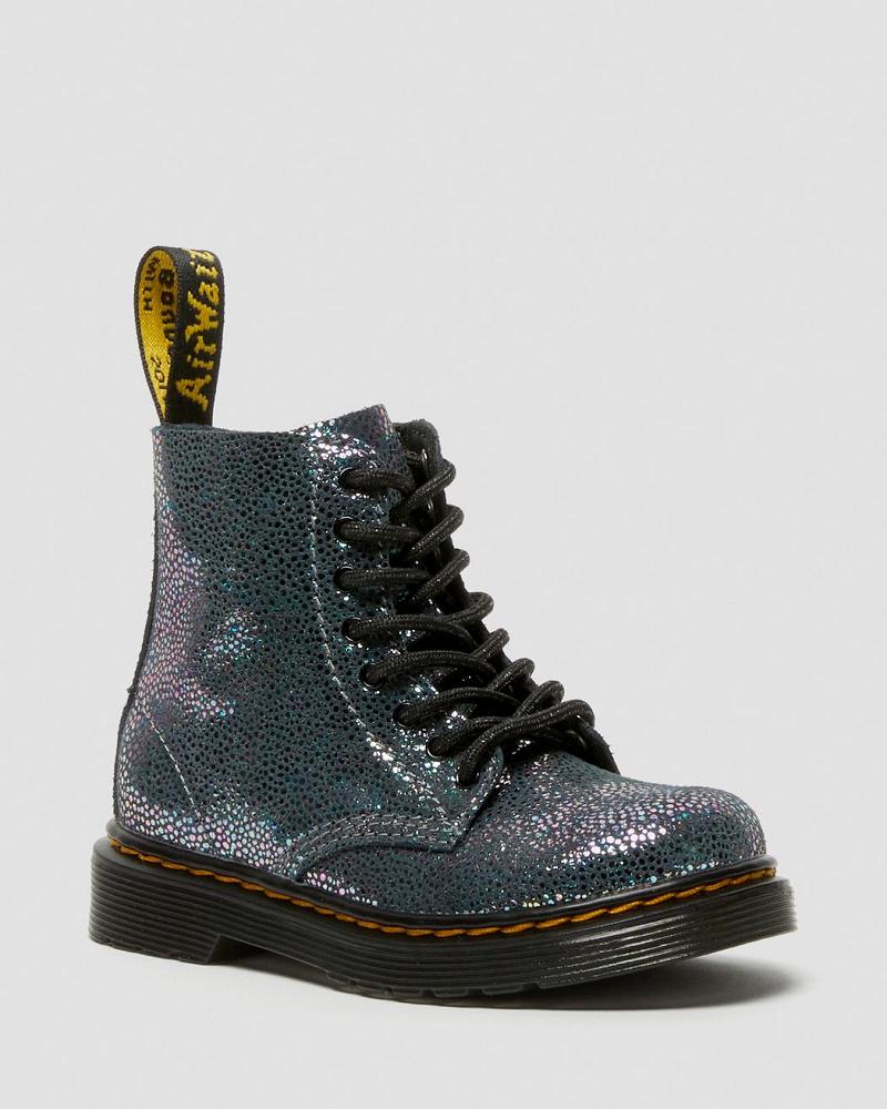 Dr Martens Toddler 1460 Pascal Iridescent Snørestøvler Børn Metal | DK 698JPQ